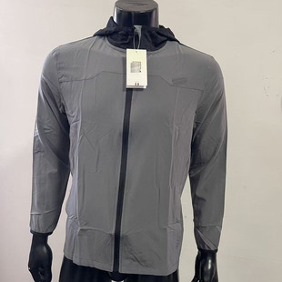 意大利男款夏秋连帽全拉链梭织拼接透气排汗跑步健身户外夹克外套