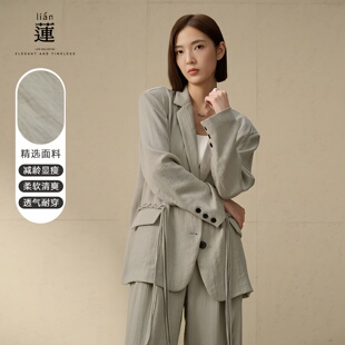 新款 外套女秋季 设计感小西服高级感上衣薄 休闲亚麻西装 阿依莲时尚