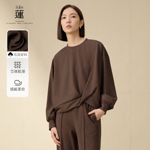 独特两件套宽松套头卫衣直筒裤 新款 子 女秋季 阿依莲不规则休闲套装