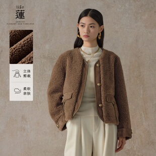 阿依莲洋气短款仿皮草外套女冬季新款复古毛茸茸保暖皮毛一体上衣