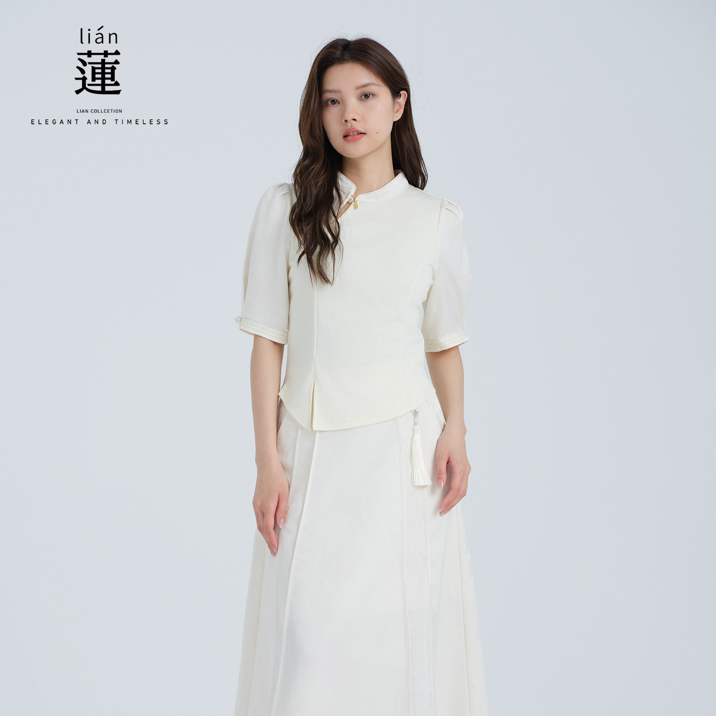 阿依莲新中式国风套装女秋季新款气质两件套设计感收腰上衣半身裙