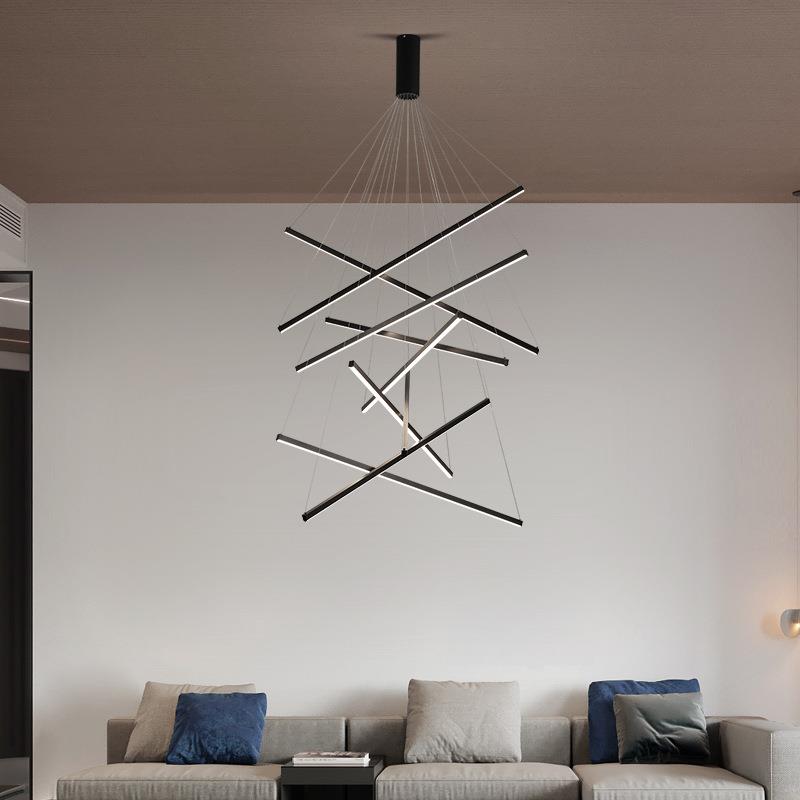 客厅灯复式楼中楼楼梯吊灯北欧别墅中空大灯loft现代设计师款灯具