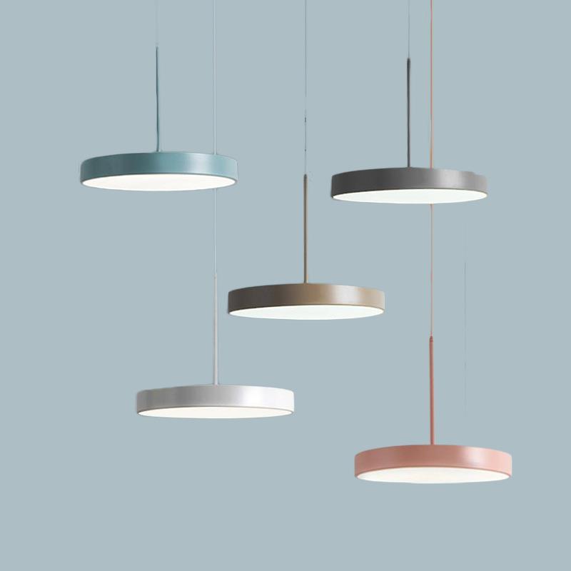 北欧风格餐厅单头创意个性led现代简约圆形马卡龙铁艺饭厅吊灯具