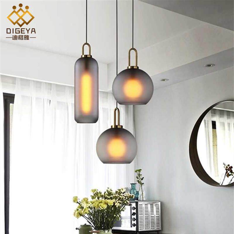 北欧简约现代玻璃圆球吊灯奶茶店清吧餐厅吊灯设计师卧室床头吊灯,家装灯饰光源,智能吊灯,淘宝优惠券,粉丝福利购,淘宝优惠卷