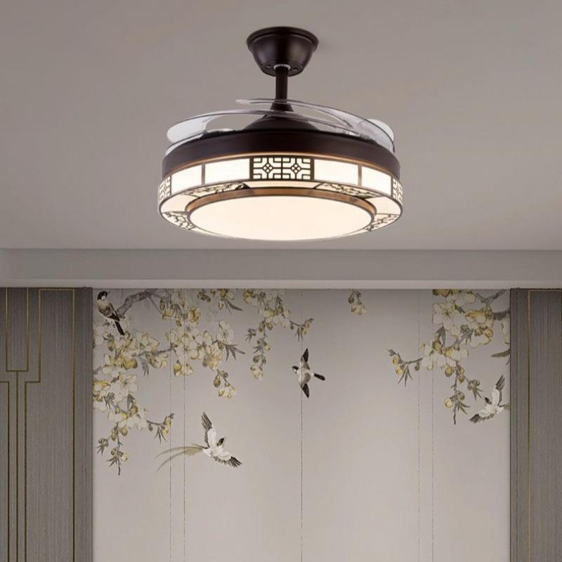 新款带灯吊扇一体灯风扇灯餐厅吊扇灯客厅卧室电风扇吊灯现代中式