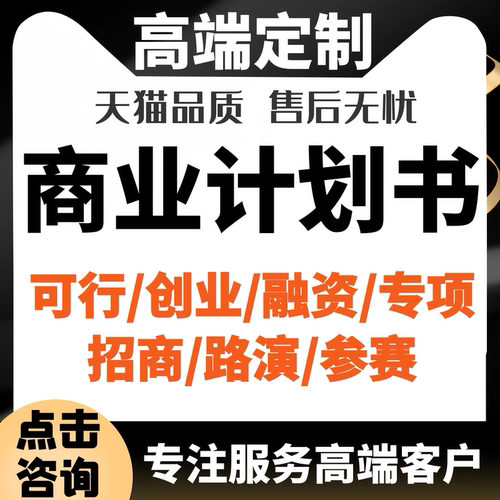 商业计划书撰写可行性研究报告代做项目立项方案策划创业融资PPT