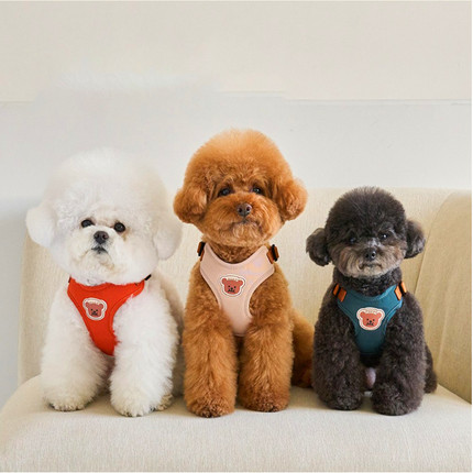 狗狗牵引绳背心式狗绳可爱印花中小型犬遛狗绳比熊泰迪衣服牵狗绳