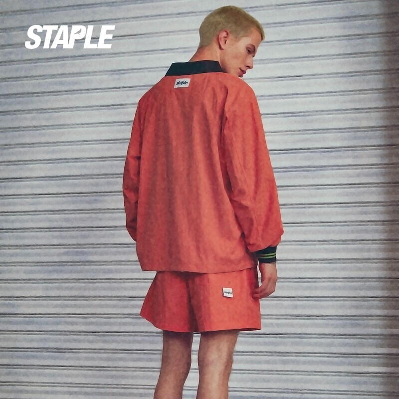 STAPLE男女同款 春夏美式休闲街头刺绣LOGO撞色翻领长袖T恤polo衫