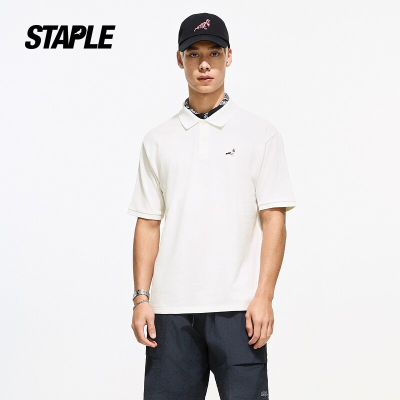 STAPLE男女同款 2026夏新款棉质刺绣鸽子美式休闲短袖POLO衫T恤