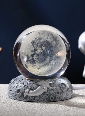 发光水晶球桌面摆件创意玻璃球装饰品小夜灯送人生日礼物女情人节