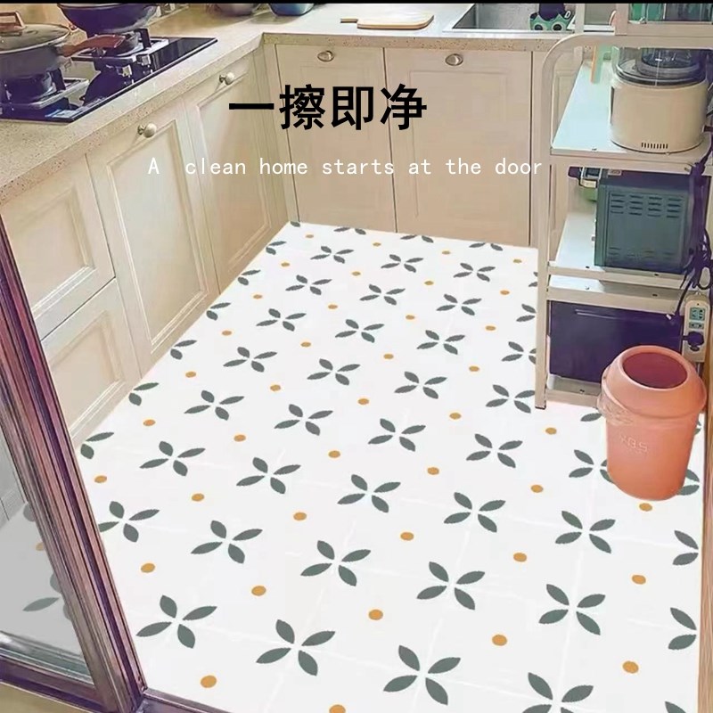 厨房满铺地垫家用进门阳台防水地垫PVC皮革地垫免洗可擦可擦洗
