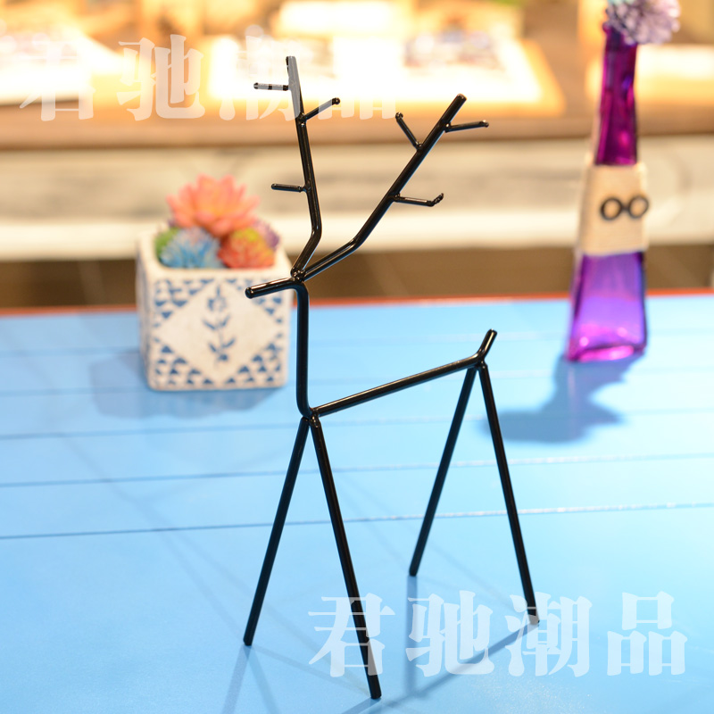君驰潮品 圣诞节装饰品金属鹿展示组合服装店珠宝店陈列架