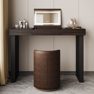 梳妆台斗柜一体卧室床尾转角收纳柜意式极简轻奢高级感翻盖化妆桌