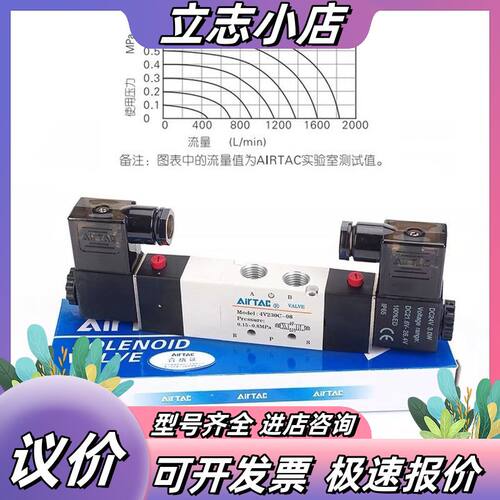 亚德电磁阀4V230C06B三位五通，双电控气缸换向气阀全新议价