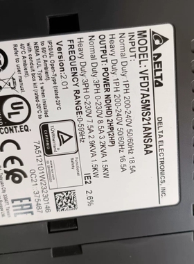 议价台达变频器MS300 VFD7A5MS21ANSAA 1.5议价