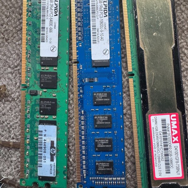 台式机内存条，1GB/2GB容量，ELPIDA、HP、UMA【议】