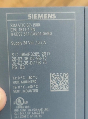 议价511-1AK01西门子CPU1511-1PN二手裸机功能正维修