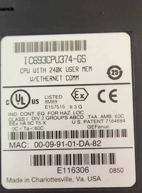 议价GE IC693CPU374-GS CPU，带有240K用户维修