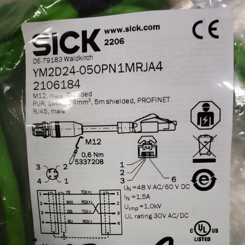 YM2D24-050PN1MRJA4，SICK通信线全新原装议价