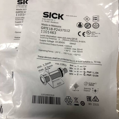 全新原装SICK光电传感器GRTE18-P2437S12