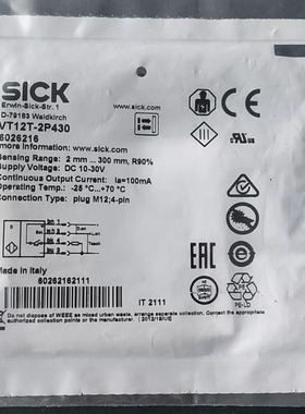 SICK传感器VT12T-2P430货号6026216单(议价）