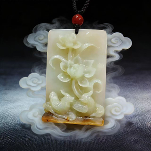 和田黄白老玉,牡丹花