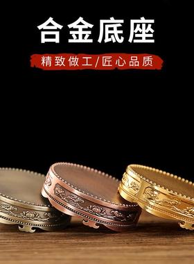 合金莲花佛像花瓶圆形底座室内家用盘香炉托玄关装饰供奉托架摆件