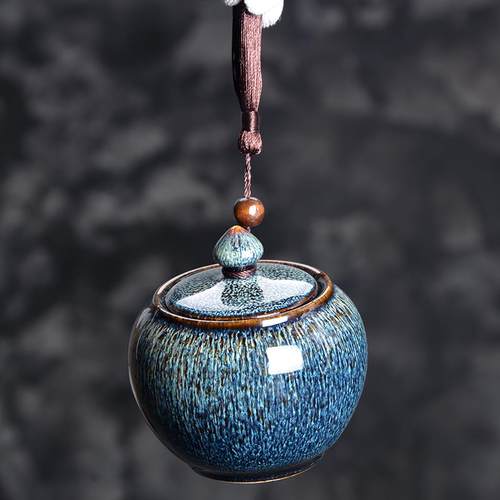 陶瓷茶叶罐家用小号包装盒普洱存茶罐随身旅行便携小茶罐窑变天目