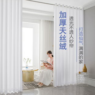 窗帘纱帘透光不透人纱飘窗白纱阳台纱客厅卧室半遮光窗纱白色新款