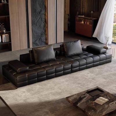 政府补贴真皮沙发劳 伦斯沙发意式极简客厅别墅大户型平层皮沙发