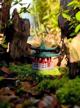 盆景景观假山59040水陆缸鱼缸造景小摆件中筑式古书建模型庭微院
