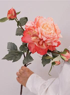 欧真式仿牡丹花餐18055桌装花饰花束庆假婚花玄关摆件花艺布置摄