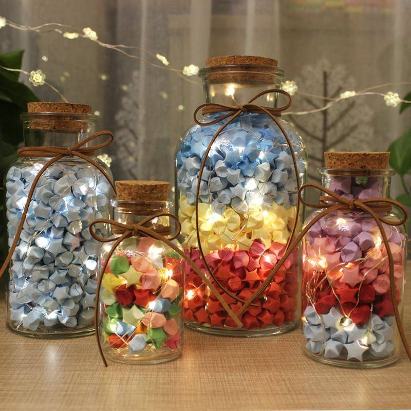 透明木玻璃星星瓶许愿瓶带塞漂流瓶幸运星瓶可52心0颗纸星46604装