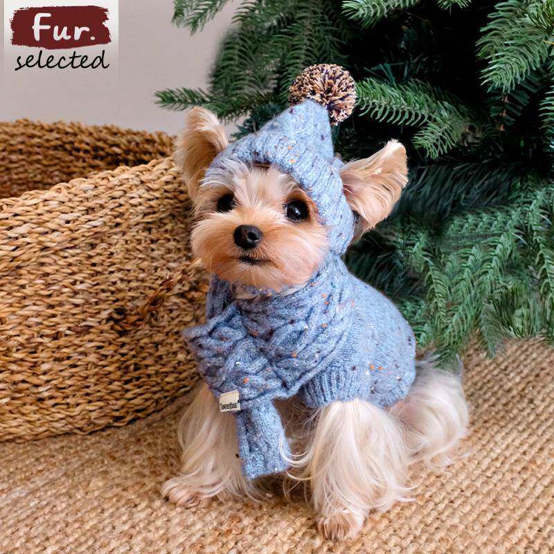 FurFur周末小狗狗毛衣秋冬保暖无袖宠物衣服围巾帽子小型犬约克夏