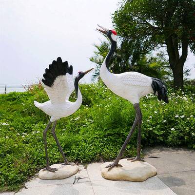 公雕园假山池彷真仙鹤摆件别墅庭院景观动丹99042物装饰玻璃纤维