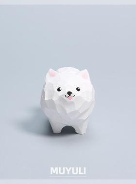 手工木雕愈萨耶摩小狗摆75925工位件桌面萌宠装饰品治系木质情人