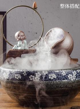 中陶鱼缸瓷循环小号自制喷式泉出口装饰摆件水08404流水器配件假