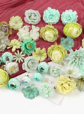 绿i色系仿真花 手痛23611包谷美拍摄道具古头风服装配件dy工材料