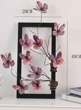 仿真蝴枯蝶相框81806枝摆件客厅办装饰品真公室桌面仿花艺民宿摄