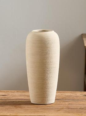 55779复古艺术陶瓷客厅培水插花粗陶罐仿古花做旧粗犷侘寂风装饰