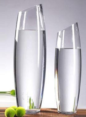 特大号吊钟瓶30543富贵柳竹透明玻璃高马醉木花落地插花培银客厅