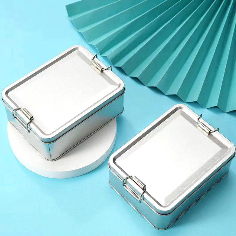 锁扣方形收纳铁盒加厚金属收纳盒工具零食零碎茶叶饼干储存带盖子