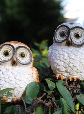 阳亮布置摆设户外台庭院露台装饰园艺太阳能猫头49340鹰创意灯摆