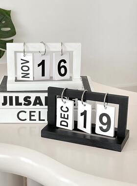 北欧简约木s质日历摆意件2025新款台历in创办桌面装饰品小01371摆