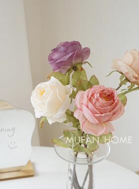 拍网红单支花焦边仿干花玫瑰仿真97405家居道插花民宿照具花束摆