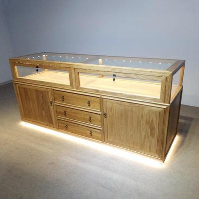 老榆木珠宝展示柜首饰品货柜复古文玩玉器陈列柜玻璃中岛柜台