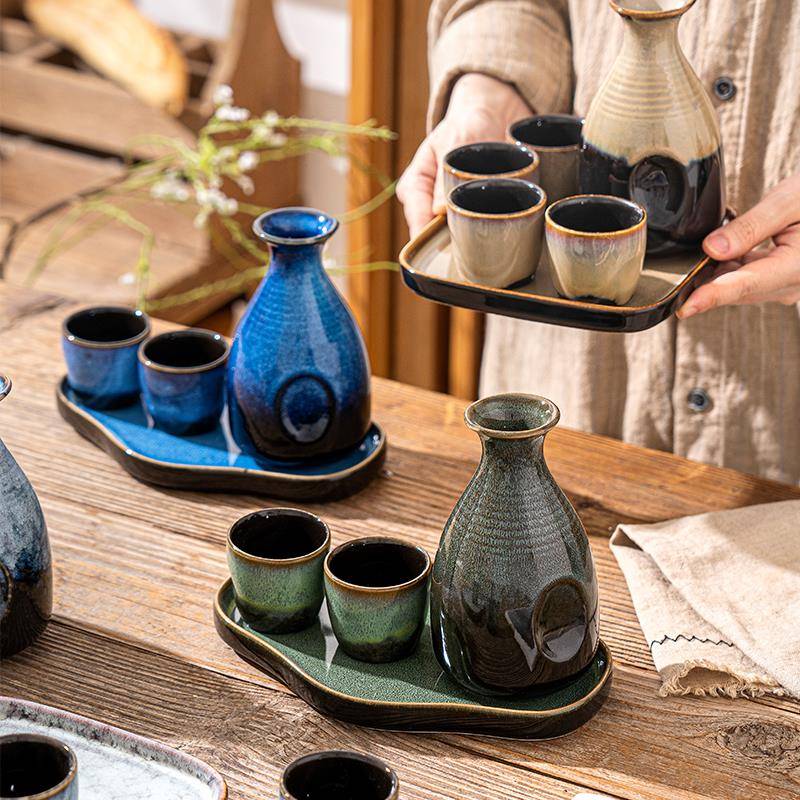 日式窑变陶瓷清酒酒具套装温酒器烧酒白酒杯黄酒烈酒小酒盅分酒器