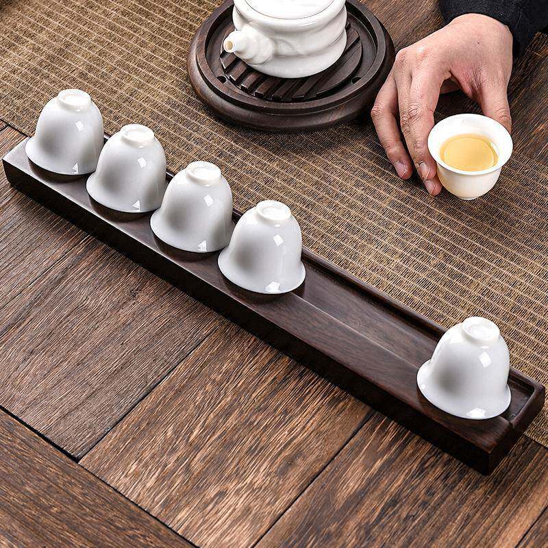 黑檀实木功夫茶杯沥水茶具茶道配件花梨晾杯架收纳杯托架收纳架子