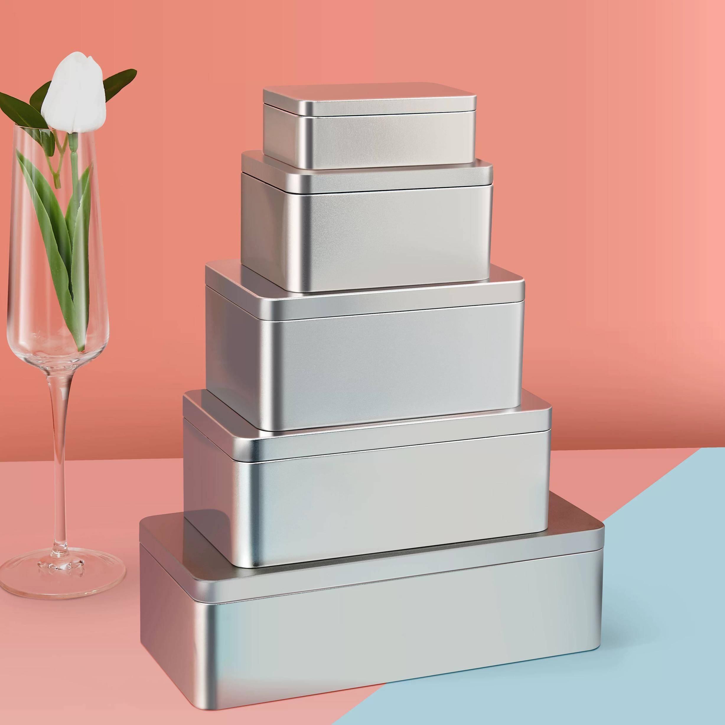 长方形铁盒子收纳磨砂加厚金属收纳盒小工具零食茶叶饼干储存带盖