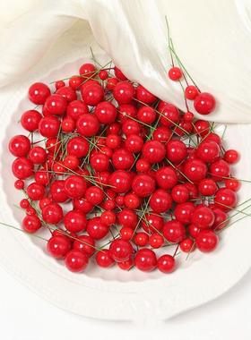 仿真红果发果厅摆豆件 迷你红财果相思冬青圣诞餐新年02533手工di